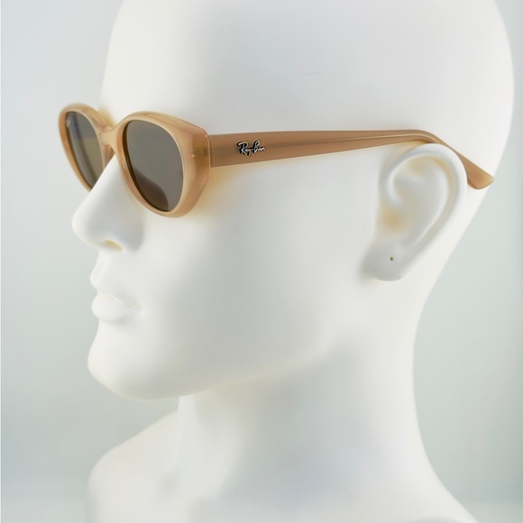 Ray-Ban Sunglasses Bio-Based RB4457D Polished Opal Beige Frame Dark Brown Lenses - Picture 7 of 15